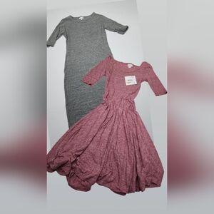 LuLaRoe Nicole Julia Dress NWT Womens Sz XXS Lot Of 2 Aline Bodycon Red Gray